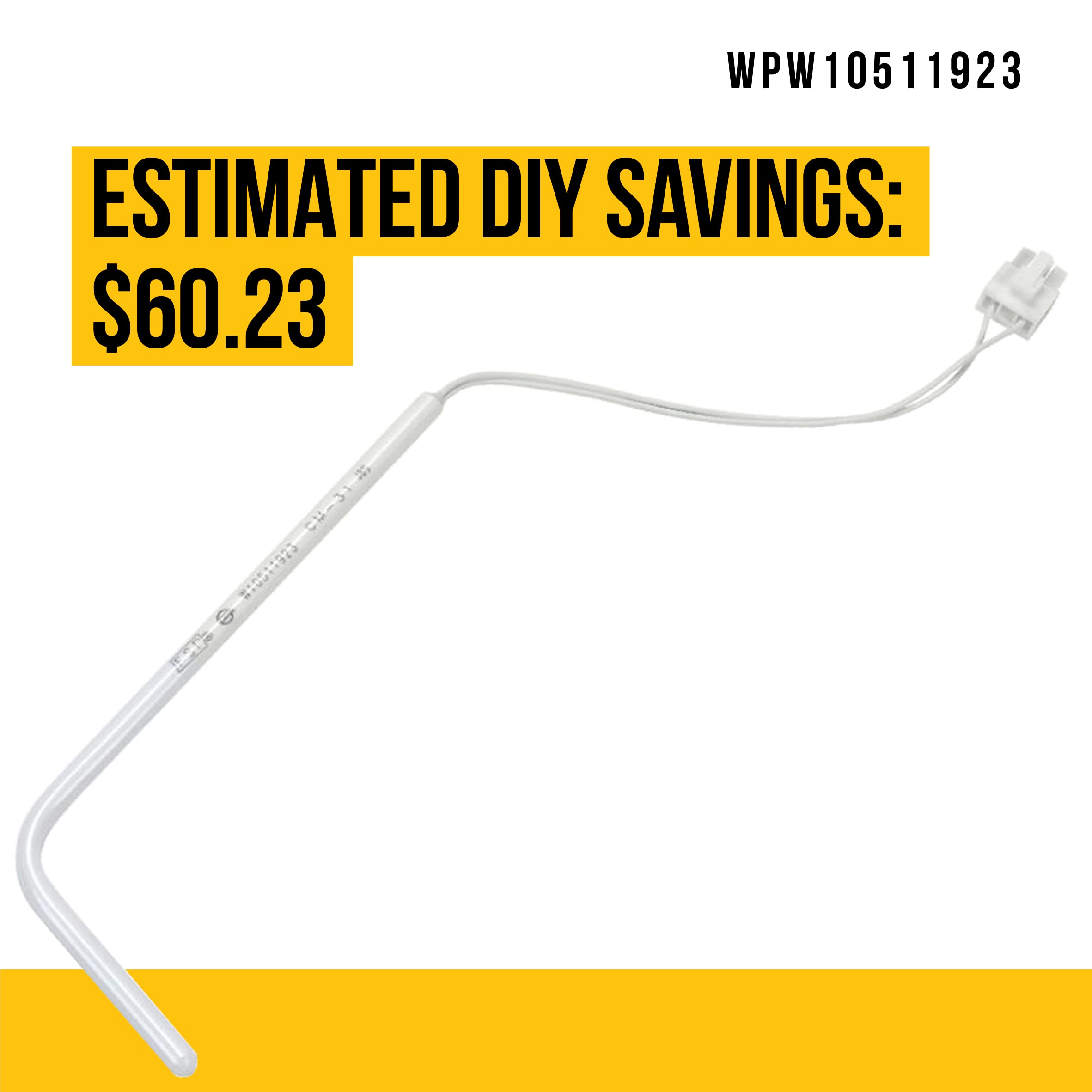 PartsBroz WPW10511923 Ice Maker Bin Temperature Sensor - Compatible With Whirlpool KitchenAid Kenmore Jenn-Air Ice Maker Refrigerator - Replaces AP6022509 W10511923 3021097 PS11755842