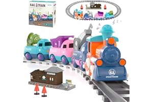 Electric Train Set for Toddler 2-4, Toddler Toys for 2+ Year Old Boy Gifts, Train Toy with Music, Light, Tracks,Toys for 2+ 3