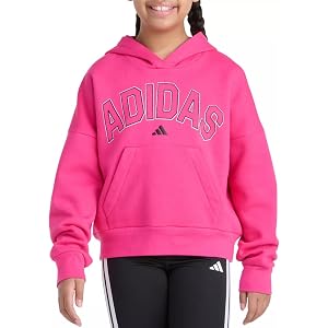adidas Girls' Long-Sleeve Graphic Fleece Pullover Hoodie