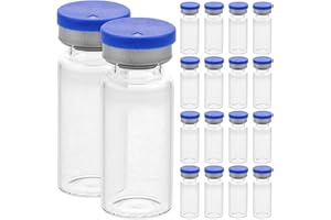iplusmile 5Ml Glass Vials with Caps 20 Pack Flat Bottom Transparent Bottles for Laboratory Sample Storage Essential Oils Disp