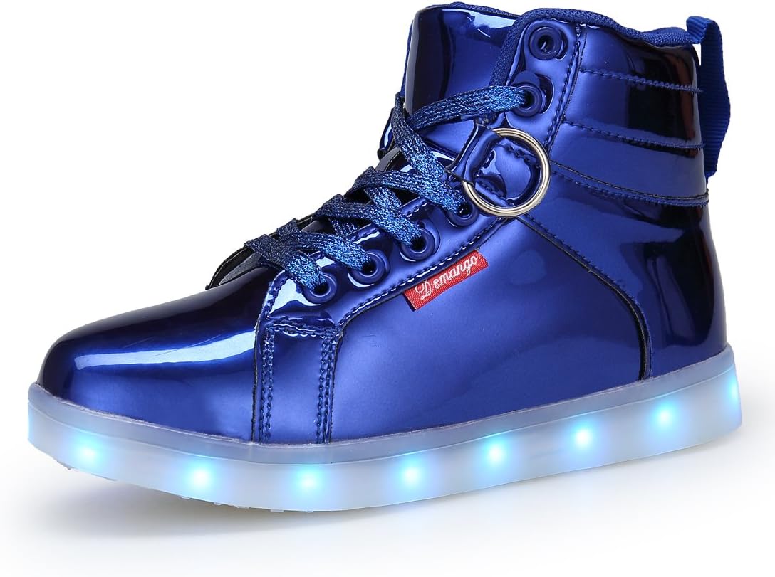 DEMANGO LED Shoes Hight Top USB Changing Sneaker for Kids Boys girls