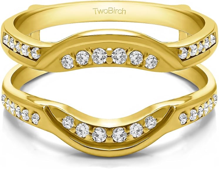 TwoBirch Contoured Bridal Wedding Ring Guard with Forever Brilliant