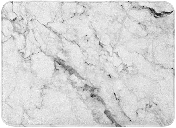 Alfombrilla De Piso,Mármol Blanco Disparado A Través De Vetas Profundas