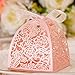 50pcs Party Wedding Favor Candy Box With Ribbon Laser Cut Rose Flower Chocolate Gift Boxes Bonbonniere for Birthday Bridal Shower Valentine’s Day Christmas Decoration (Pink)