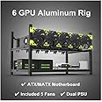 6/8 GPU Aluminum Stackable Open Air Mining Computer Frame Rig Ethereum Veddha (6 GPU+5FANS)