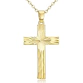 Eaxiet 14k Gold Cross Necklace Women Elegent Gold Cross Pendant Necklace Dainty Faith Religious Necklace Jewelry Gift, 18 inches Chain, Gift Box