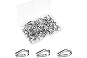 Yinpecly 50 Pcs 1/16" Wire Rope Thimbles M2 Cable Thimbles 304 Stainless Steel Thimble Rigging for 1/16 Inch Diameter Wire Rope Cable Thimbles Rigging