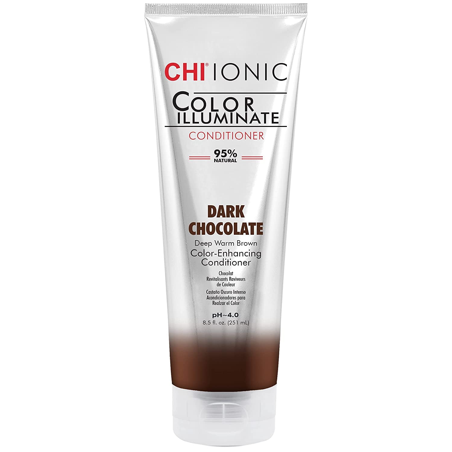 CHI Ionic Color Illuminate Conditioner, Dark Chocolate, Color Enhancing Conditioner, 251 ml, Brown