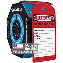 Accuform 100 Danger Barricade Tag Red Tags by-The-Roll, US Made