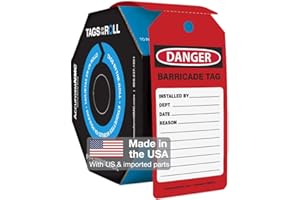 Accuform Red Barricade Tag, Safety Tag, Hazard Warning, Danger Sign, 100 Tags by-The-Roll, OSHA Compliant, Tear & Water Resistant PF-Cardstock, 6.25" x 3", TAR741