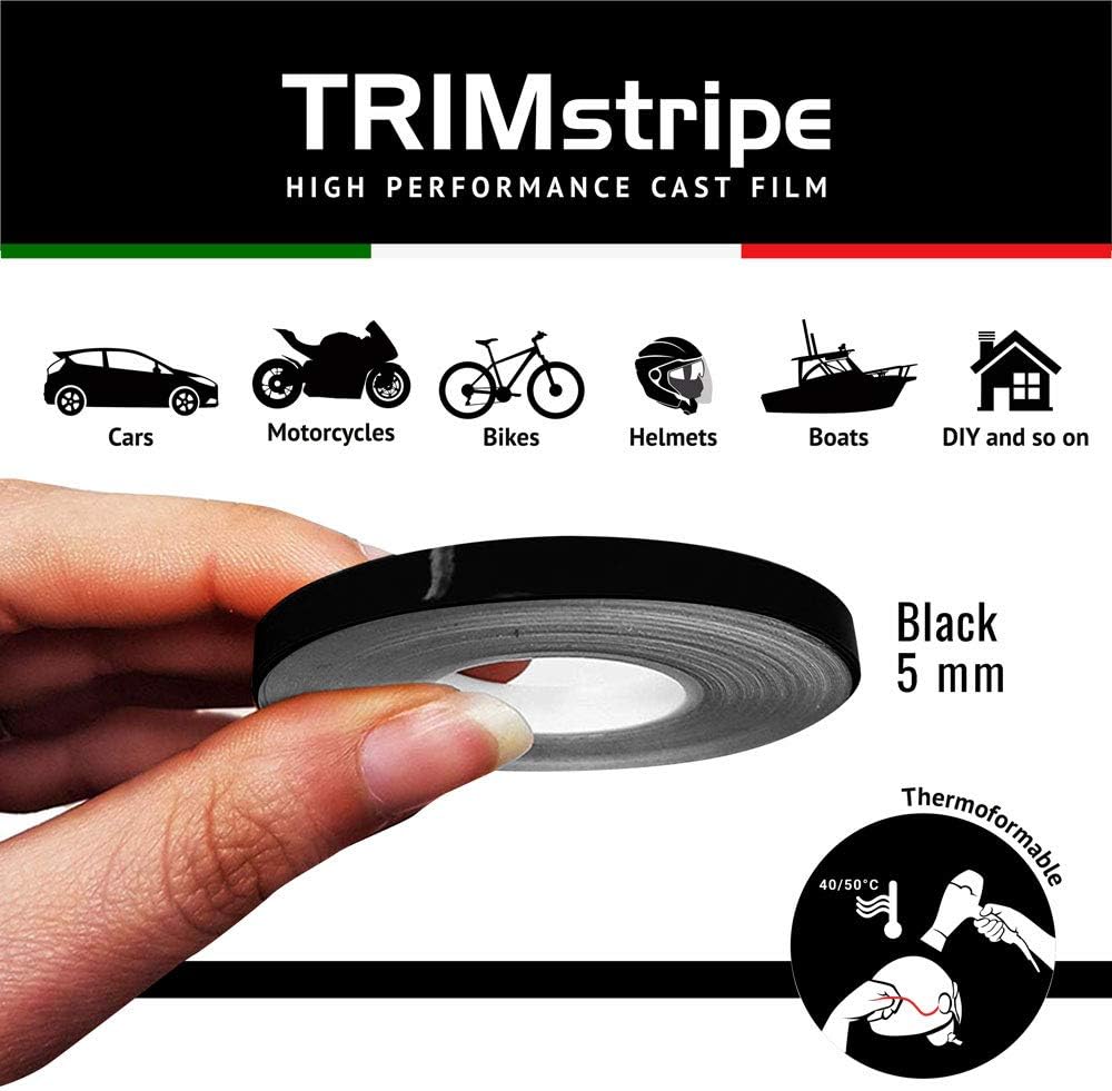 4R Quattroerre.it 10468 Trim Stripes Adhesive Strips for Cars Black, 5 mm x 10 mt, 5mm x 10m - Image 3