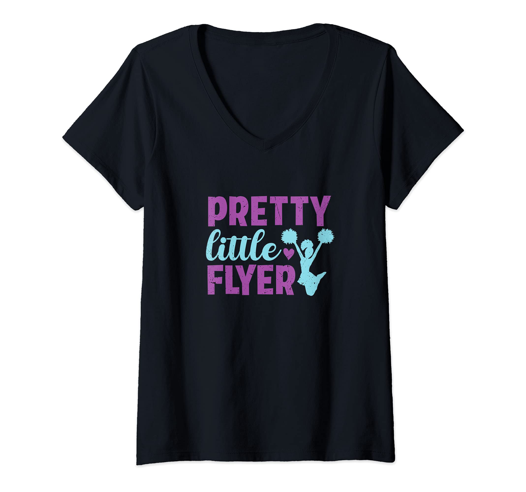 Womens Cheerleader Little Flyer Team Cheerleading Cheering Squad V-Neck T-Shirt