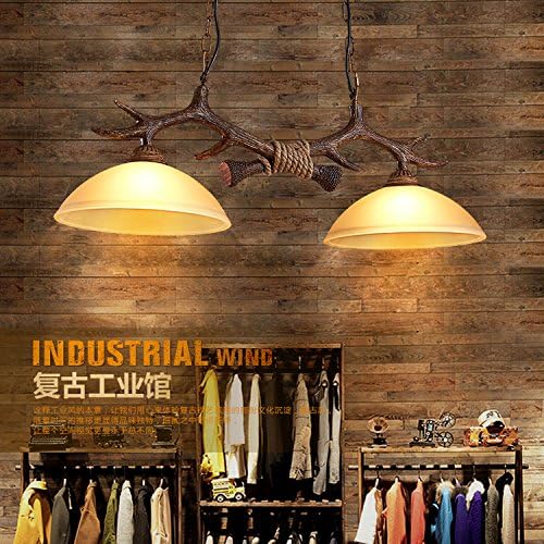BGmdjcf The Nordic Retro Resin Creative Dual Head Antlers Glass Chandeliers Hanging Clothes Shops In The Living Room Restaurant Cafe Lamps , Dual Head (No Bulb)200