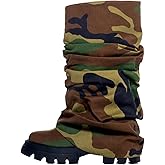 sexytag Women's Metallic Boots Slouchy Foldover Platform Round Toe Western Pull-On Fashion Boots