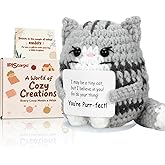 Positive Crochet Cat Animal,Christmas Birthday Gifts for Women Men,Stocking Stuffers Thanksgiving Basket Decor Son Daughter Grandma Friend Coworkers Self Care Gift Emotional Inspirational Support
