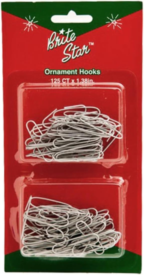 Ornament Hooks - Brite Star 125ct Silver Metal Christmas Ornament Hooks - 1-3/8