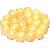 CANDLE CHOICE Battery Operated Flameless Tea Lights Realistic Flickering Long Lasting LED Votive Tealight Candles for Halloween Thanksgiving Christmas Wedding Decorations Battery Included 24 Pack