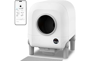 CCEOO TOY Self Cleaning Litter Box, Automatic Cat Litter Box Self Cleaning for Multiple Cats, with Safety Protection, App Control, 5 Rolls of Garbage Bags