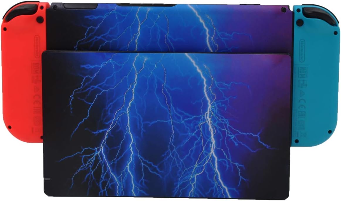 Taifond Decals Stickers Set Faceplate Skin +2Pcs Screen Protector for Nintendo Switch Console & Joy-Con Controller & Dock Protection Kit (Blue Lightning): Computers & Accessories