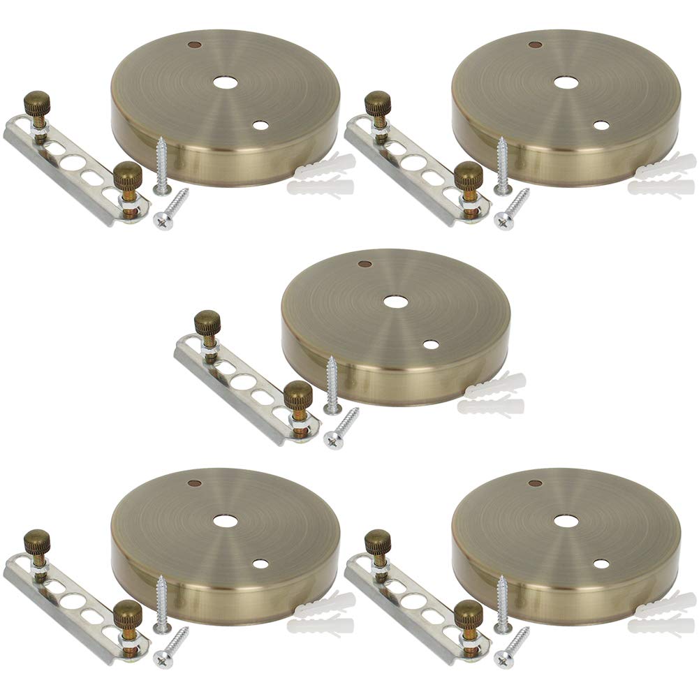 Othmro Pendant Light Fitting, Ceiling Rose Light Holder 3.94"/10cm Dia, Ceiling Pendant Plate Holder for Hanging Lamps and Lanterns - Antique Bronze 5pcs
