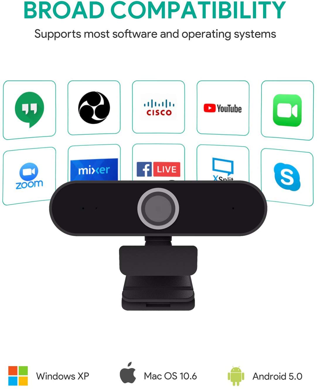 bochani USB PC Computer Webcam with Microphone,Webcam HD 1080p Web Camera, Laptop Desktop Full HD Camera Video Webcam, Widescreen, Pro Streaming Webcam for Recording, Calling, Conferencing, Gaming