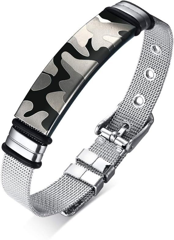 Stainless Steel Adjustable Net Wristband Soldier Camouflage Bracelet