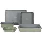 Sur La Table Kitchen Essential Carbon Steel Baking Pans Bakeware Set W/Premium PFOA, PFAS, PTFE Free Grey Non stick - Juniper Green Exterior