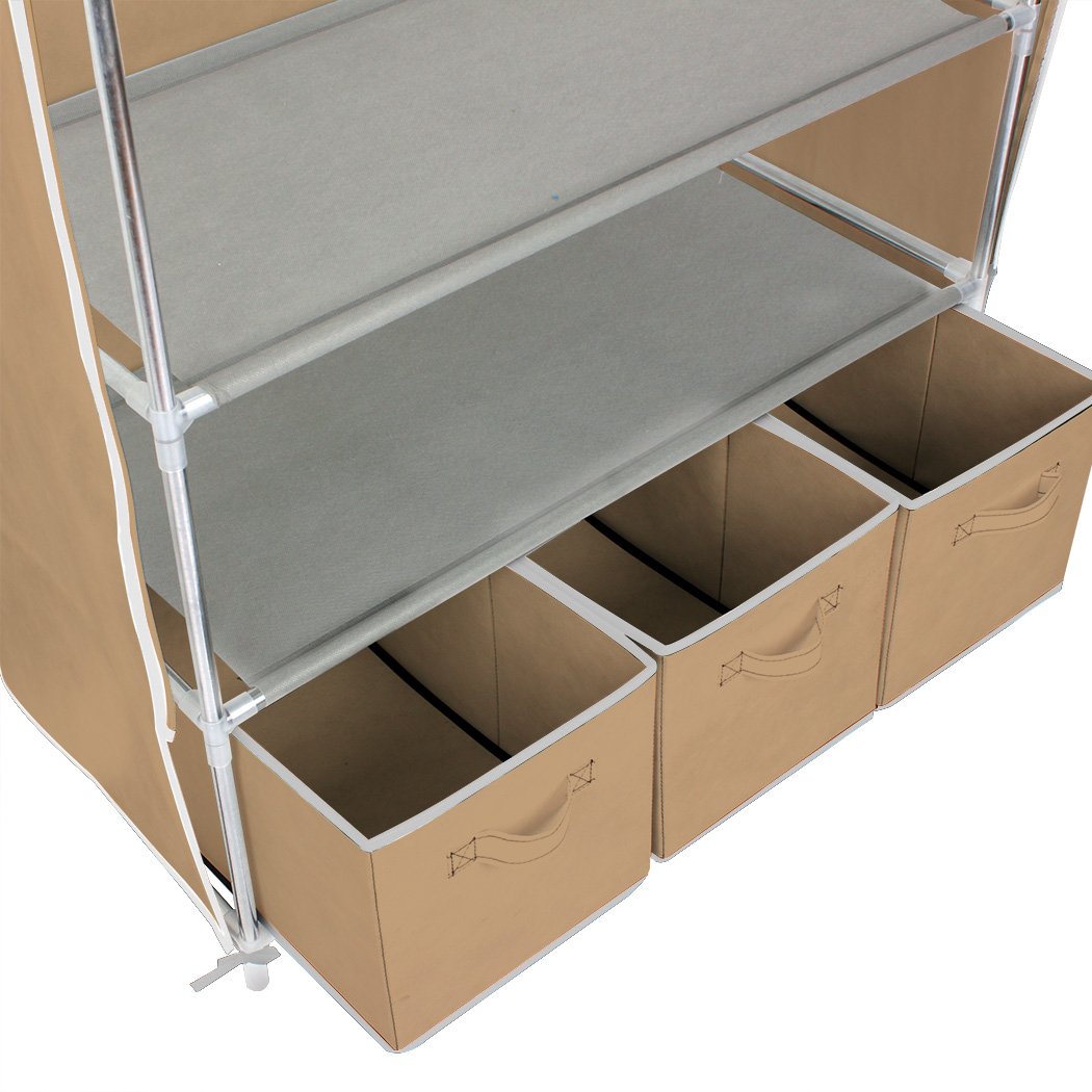 2020 Portable Clothes Closet Rolling Door Wardrobe Sturdy Rust Proof