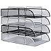 2 Tier Paper Letter Tray Desk Organizer with Bottom Support Frame Stackable Desktop File Document Organizer Metal Mesh Collection Office Desk Accessories with 3Pcs File Folders,Vertical Black