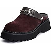 Women’s Platform Designer Clogs with Slingback Strap, Chunky Slip-On Mules for Women, Fashion Leather Clog Sandals with Thick Sole, Casual Comfort for Everyday
