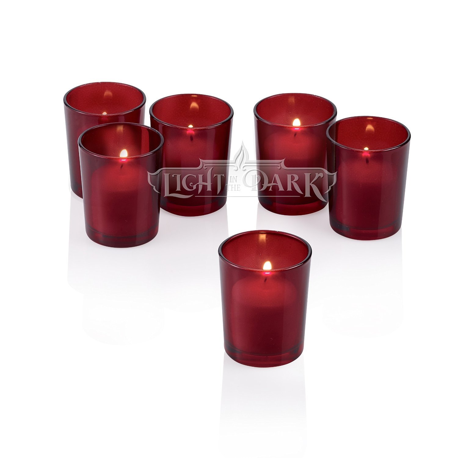 Light In The Dark Red Frosted Glass Round Votive Candle