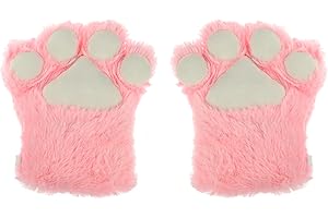 CLZEMO Cat Paws Gloves Cozy Animal Full Fingers Bear Claws Mittens Winter Plush Glove Halloween Cosplay Costume Prop for Kids Adults