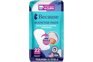 Because Overnight Booster Pads Fit All Adult Diapers, Helps Keep Your Adult Diaper Active All Night, Adds 4 Cups to Incontinence Underwear, Extra Absorbency, 22 Count (Packaging May Vary)