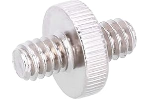 1/4 Male to 1/4 Male Threaded Screw Adapter, Metal Camera Tripod Ballhead Connector with Silver Plated, for DSLR Monopod Ligh