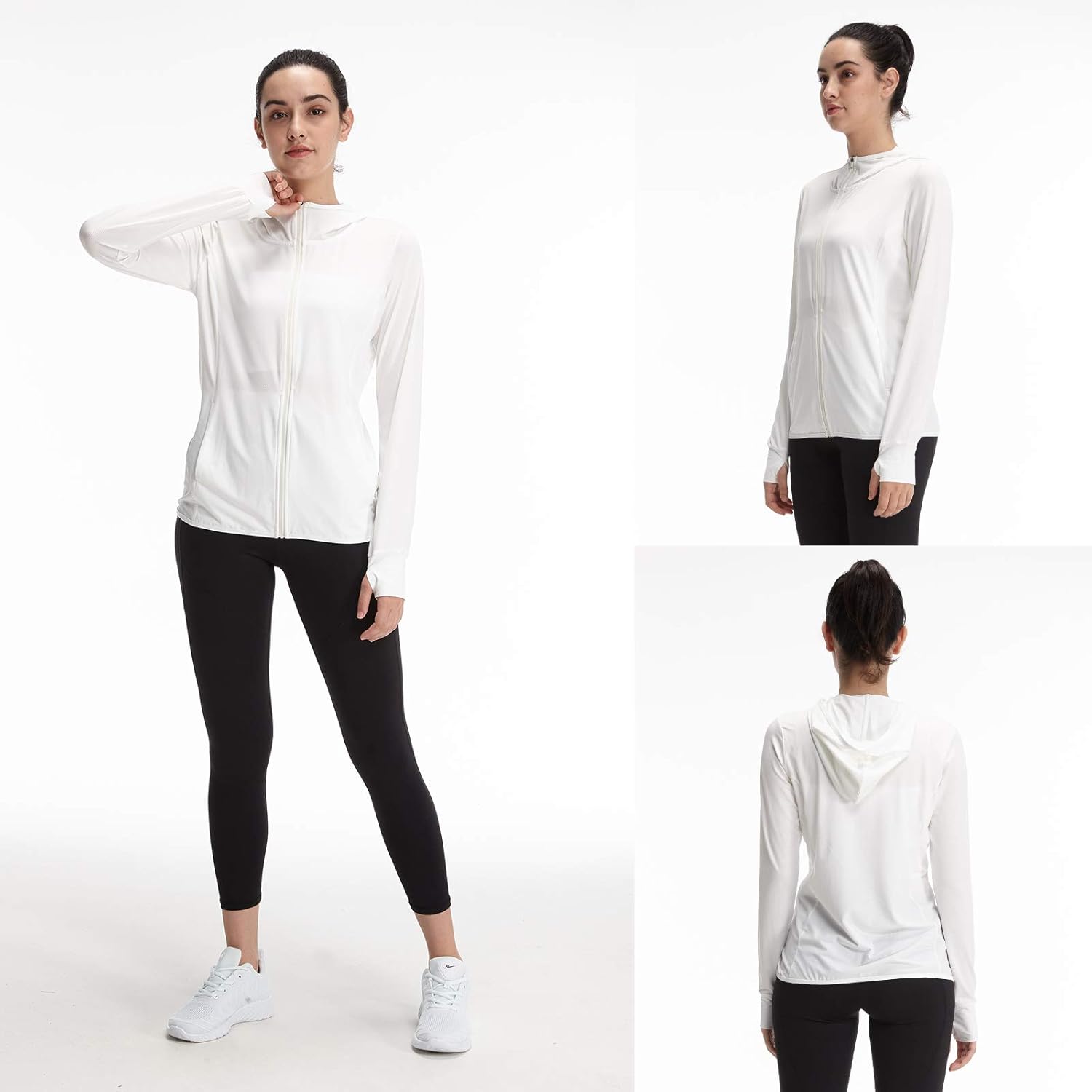 Casei Women Yoga Jacket Ultra -Thin UPF 50+ Sun Protection Hoodie Shirt Long Sleeve Outdoor UV Shirt Running Hiking Jacket: Clothing
