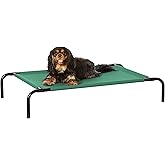 鶹 Basics Cooling Breathable Elevated Dog Bed with Metal Frame for Small Dogs, 36 x 22 x 7.5 Inch, Green