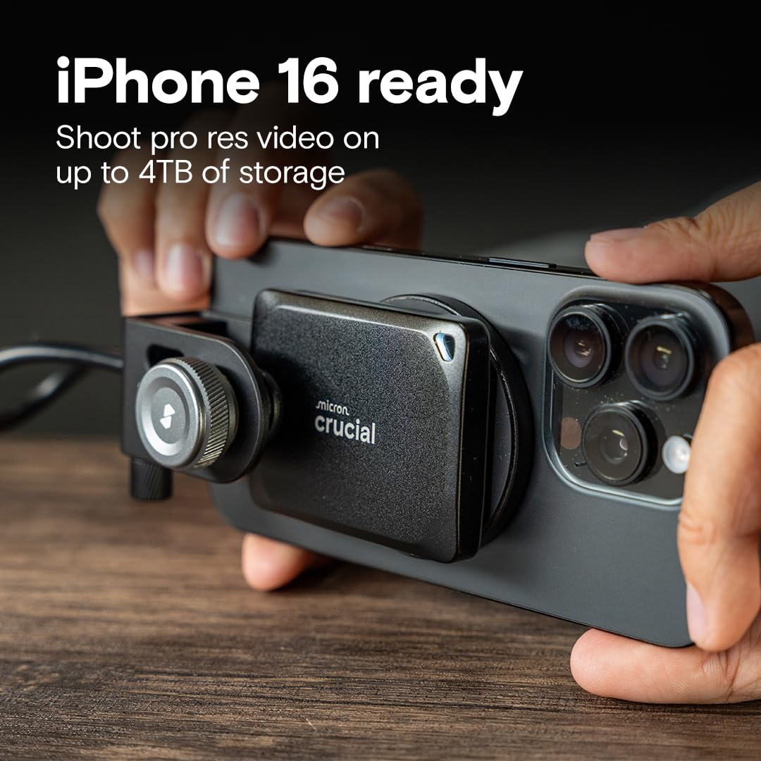 Crucial X10 Pro 2TB Portable SSD, Up to 2100MB/s Read, 2000MB/s Write, USB 3.2 USB-C, External Solid State Drive, Durable Storage for PC & Mac, for Professional Creators, Black - ‎CT2000X10PROSSD902