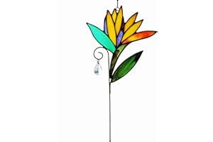 WeDcpcin Stained Glass Bird of Paradise Window Hanging Flower Sun Catcher Home Decoration A Birthday for Family, Friends, and Colleagues. (Yellow,Green)
