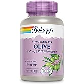SOLARAY Olive 250mg - Olive Leaf Extract Capsules with 22% Oleuropein, Plus Lemon Balm - Polyphenols Supplement for Wellness Support - Vegan, 60-Day Guarantee, Lab Verified - 120 Servings, 120 VegCaps