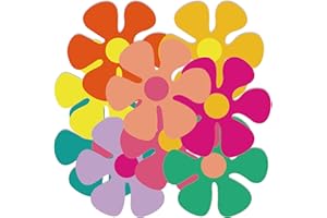 KEEPARTY 117 PCS 4.33 Inch Colorful Flower Shaped Cutouts Mini Retro Flower Cutouts Daisy Paper Flower Cutouts for Hippie Party Craft Wall School DIY Decoration (Color)