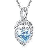 PRAYMOS Heart Necklace for Women January Birthstone Necklace 925 Sterling Silver 4 Carat Cubic Zirconia Necklace Birthstone Jewelry Gifts