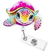 Funny Turtle Badge Reel, Cute Pediatric Retractable ID Card Badge Holder, Name Tag Work Badge Clip for RN LPN CNA MA ER Night Shift Nurse Nursing Student OB/GYN L&D Doctor Teacher, Nurse Gifts