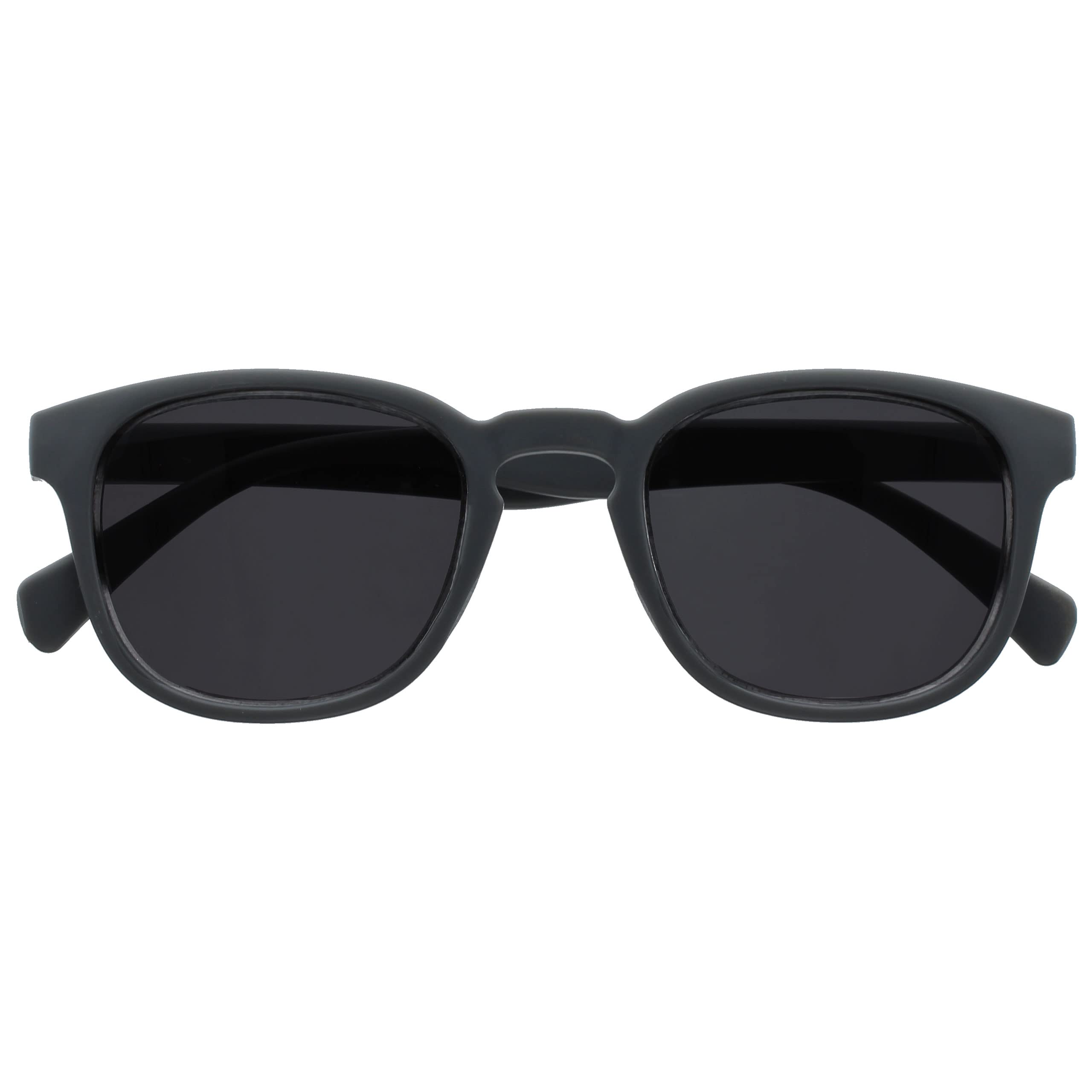 OPULIZE POP Classic Reading Sunglasses for Women Men,Tinted Lens with UV400 Protection,Scratch Resistant Round Chunky Frame with Spring Hinges, Matt Grey +3.00 (Pack of 1) — image 1