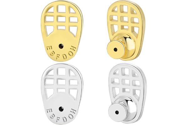 Earring Backs,EBFDOH Earring Backs for Droopy Ears 4pcs Durable Rackets Shape Earring Lifter Backs for Heavy Earrings Locking