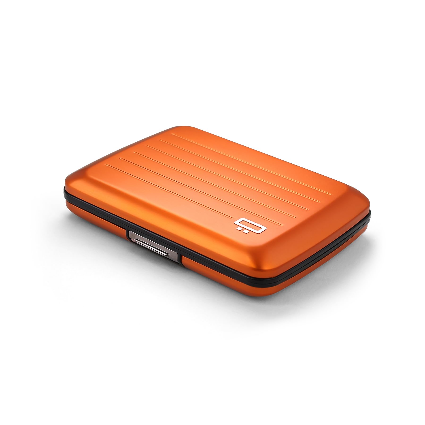 ÖGON -DESIGNS- Aluminium Card Holder with Metal Lock, RFID Protection Against Fraud and demagnetization, Compact Wallet, Smart Case Oslo Model (Aluminium Orange)