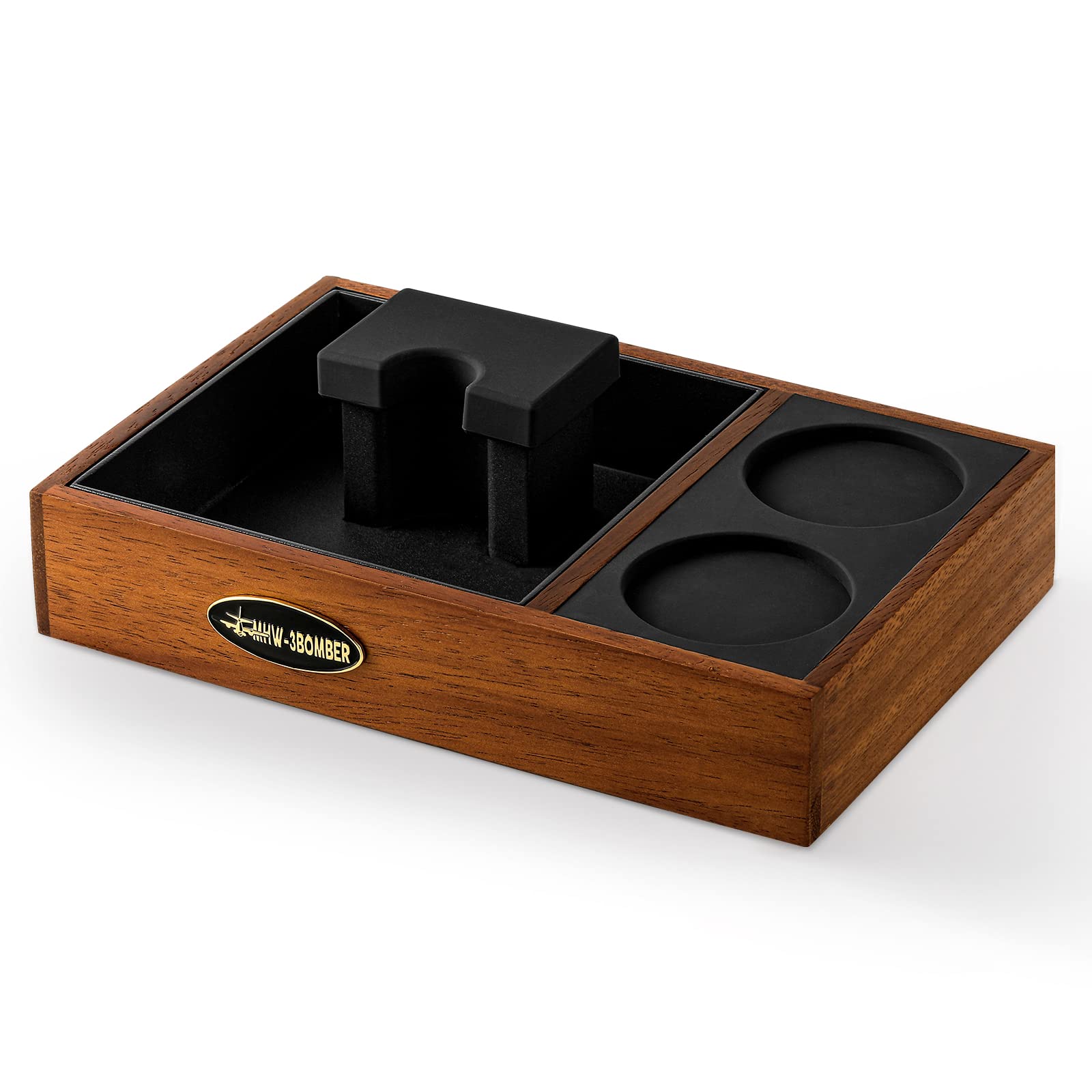 Photo 1 of MHW-3BOMBER Espresso Tamping Station, Wooden Espresso Station Organizer, Coffee Knock Box 51/54/58mm Portafilter Holder Small for Home, Compatible with Bottomless & Double Spouts Portafilter CH5434