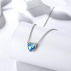 March Birthstone Necklace Tiny Hearts Love Pendant