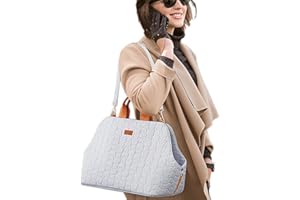 Patazone Small Dog Bag Woman Totes Style,Dual USE,Car Safety Seat for Pets,Puppy Kennel Purse,Soft Cat Carrier,Soft Cushion,Trained Gentle Pets Tote Outdoor (Grey)