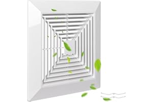 TIHCXNY White (1 Piece 12" x12"Inch） Bathroom Exhaust Fan Cover with Spring, Square Ceiling or Wall Mounted Exhaust Fan, Ceiling Fan, Grille, Air Diffuser, Diverter Ventilation Hood, Replacement Accessories