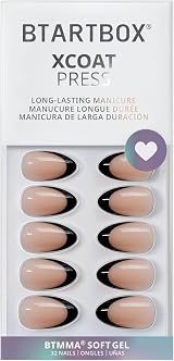 BTArtbox Stick On Nails French Tip Short 32 Pcs 16 Sizes Black view 3